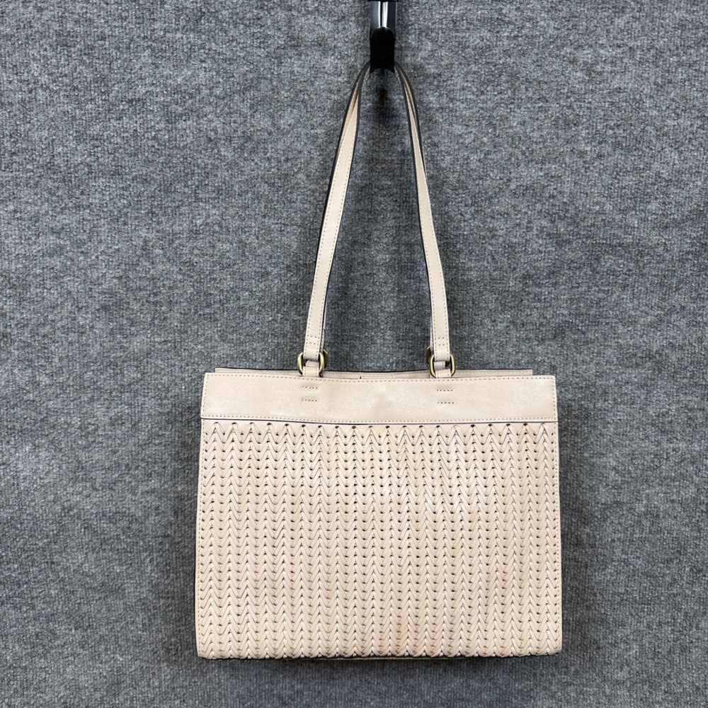 Patricia Nash Ophira Bag Purse Woven Chalk White Magnetic Closure Shopper Pocket